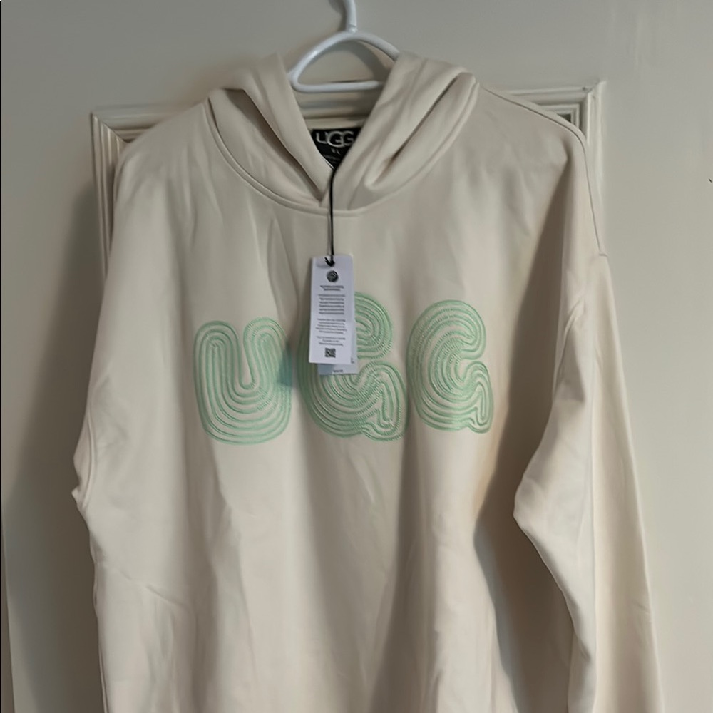 UGG Cream Hoodie with Green Logo